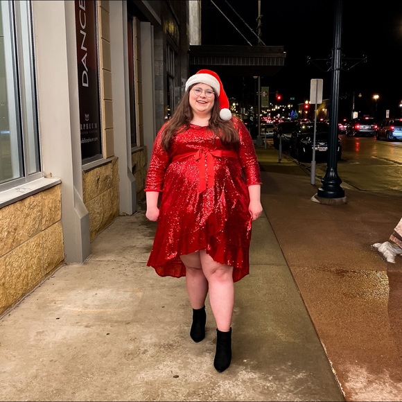 lane bryant red sequin dress